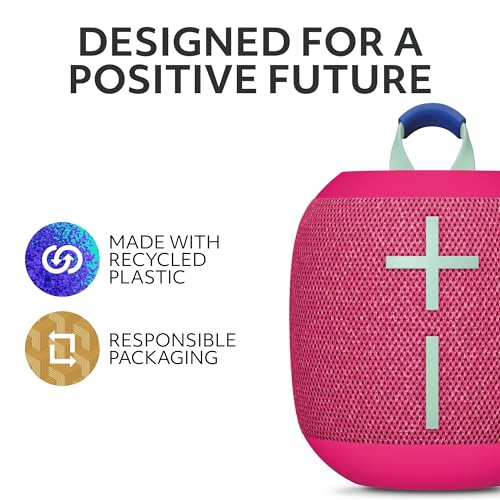 Ultimate Ears WONDERBOOM 4 Portable Waterproof Speaker - Pink | Balanced 360-degree sound and bass, dustproof floating design, 131ft (40m) wireless range - color: Pink