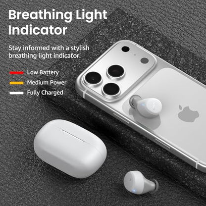 TOZO A1 Wireless Earbuds Bluetooth 5.3 Light Weight in Ear Headphones | IPX5 Waterproof, 2 Mics for AI Calls, Immersive Premium Sound Bass Ear buds with Charging Case, 32 Presets EQ via TOZO App - color: Matte White