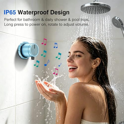 EWA Shower Speaker, Magnetic Portable Bluetooth Speaker with Phone Stand,Metal Portable Wireless Mini Speakers Waterproof with Rotary Control,for Bathroom Gym Home, Birthday Gifts (Blue) - color: Blue