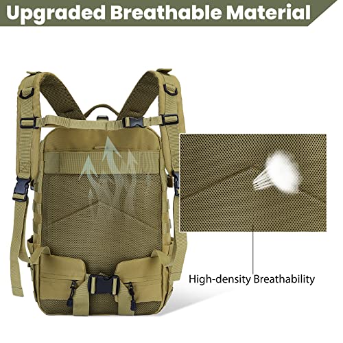 ILM Motorcycle Helmet Backpack 30L Large Capacity Waterproof Helmet Holder, Tactical Backpack for Men Women Riding Hiking Model BP01(Yellow Brown)