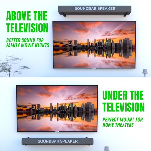 Soundbar Speaker Mounts Under TV – Pack of 2 Minimalist Design, Universal Compatible for Dolby Surround Speakers - Bose, Samsung, Sonos, JBL, VIZIO, LG, Roku - Heavyduty up to 30 LB