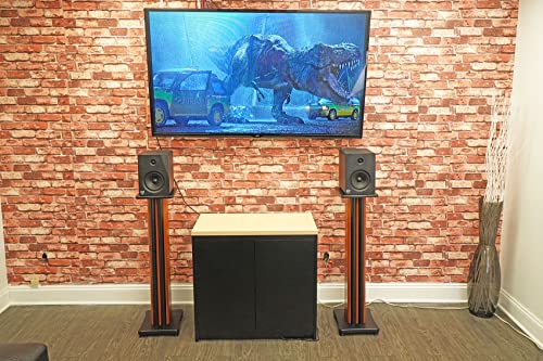 Rockville SS36C Classic Wood Grain 36" Solid Home Speaker Stands Pair | 100 Lbs Capacity, Solid MDF Wood, Not Hollow, Isolation Pads, Brass and Rubber Spikes, 2 Top Platform Sizes, Cable Management - color: Classic Wood-Grain