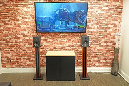 Rockville SS36C Classic Wood Grain 36" Solid Home Speaker Stands Pair | 100 Lbs Capacity, Solid MDF Wood, Not Hollow, Isolation Pads, Brass and Rubber Spikes, 2 Top Platform Sizes, Cable Management - color: Classic Wood-Grain