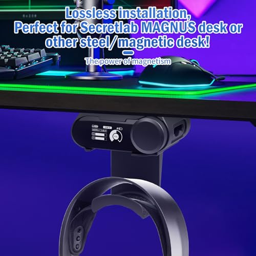 Under Desk Mount for SteelSeries Arctis Nova Pro, Elite and Omni Wireless Gaming Headset, Magnetic Base Station Holder for Arctis Nova Pro Wireless with Headphone Hanger Stand - style: Base Station Mount + Headphone Hanger