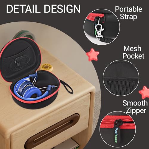 Hard Kid Headphone Case for ICLEVER BTH12/BTH26/HS19,Acer Kids,JoySpark | Also for EarFun k1 K2/AILIHEN C8/Candy Bila/Botesty Sound Kid Foldable Headphone, Hard Shell EVA,Handle Strap,Mesh Pocket - color: BLACK