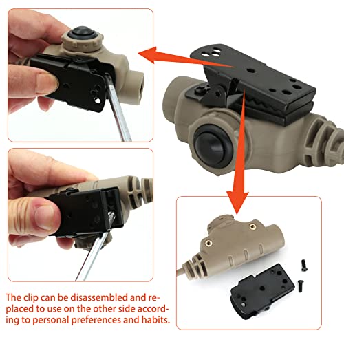 HEARFALCOM U94 PTT Tactical Headset Adapter V2 PTT Push to Talk Adapter Kenwoo 2 Pin Ptt Compatible with Civilian Version Tactical Headset Suitable for Airsoft Hunting Sports (DE 1) - color: sand