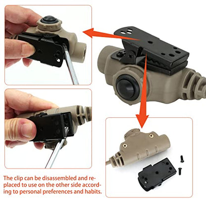 HEARFALCOM U94 PTT Tactical Headset Adapter V2 PTT Push to Talk Adapter Kenwoo 2 Pin Ptt Compatible with Civilian Version Tactical Headset Suitable for Airsoft Hunting Sports (DE 1) - color: sand