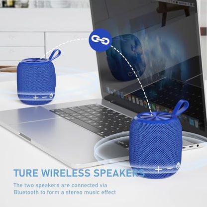 Portable Bluetooeh Speaker Wireless Mini IPX7 Waterproof Speaker 24H Playtime 360° Stereo Surround Sound Bass Small Speakers for Outdoor Travel(Blue)