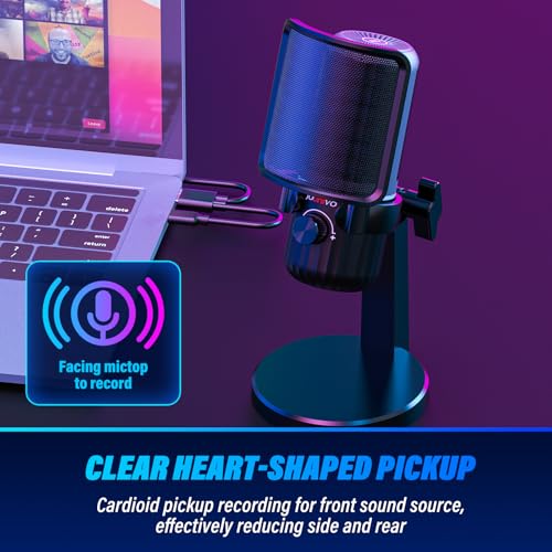 USB Microphone for PC, Computer Microphone for Gaming and Podcast, Gaming Mic with Noise Cancellation(JV908)