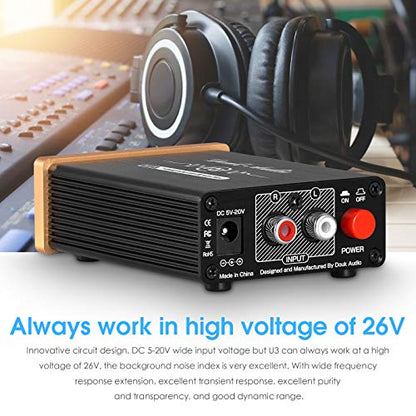 Douk Audio U3 Headphone Amps, Mini Hi-Fi Amplifier for Home Desktop PC 6.35mm / 3.5mm Headsets, Class A, RCA Input, DC 5V