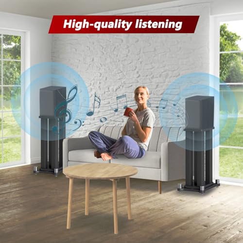 Universal Wooden Speaker Stands Pair, Heavy Duty Floor Standing Speaker Mount, Bookshelf & Studio Monitor Stands for Home Theater Surround Audio System (15.7in) - size: 15.7 in