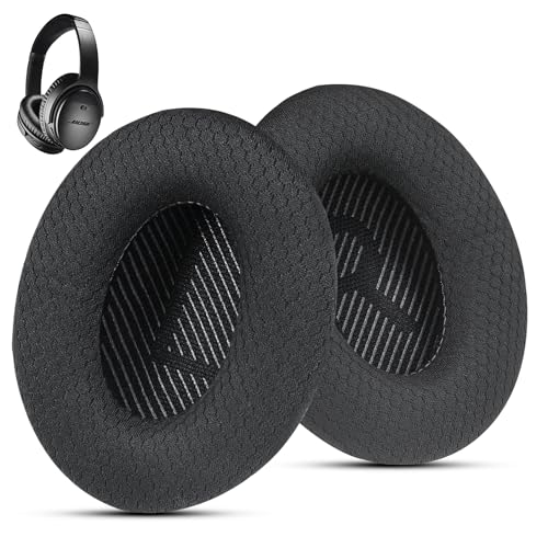 QuietComfort 35 / QC 35ii Replacement Ear Cushions for Bose Headphones, Compatible with Bose QC45 QC35 QC25 QC2 QC15 / Around-Ear 2 AE2i AE2w / SoundTrue and SoundLink Series (Black) - color: Black & Black