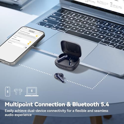EarFun Air Pro 4 Adaptive Hybrid Noise Canceling Wireless Earbuds, 6 Mics | Qualcomm Snapdragon Sound, aptX Lossless, LDAC Hi-Res Audio, 52H Playtime, Bluetooth 5.4, In-Ear Detection, Royal Blue - color: Royal Blue