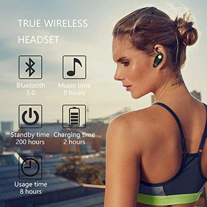 Kendir Bluetooth Headset, V5.0 Ultralight Wireless Headphone Cell Phone Earpiece with Mic Headsetcase,Volume Control, Handsfree Earbud,Compatible with Android/iPhone/Smartphones/Laptop - color: Black