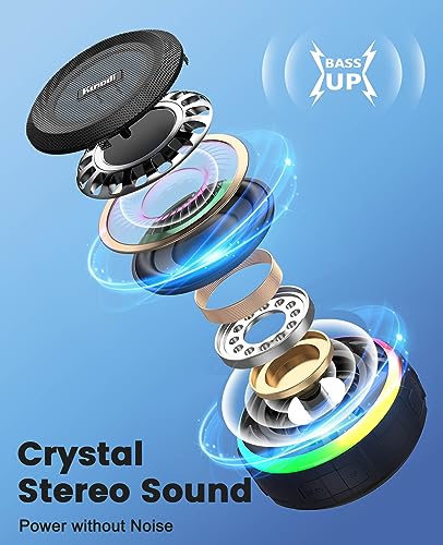 Kunodi Bluetooth Shower Speaker with IPX7 Waterproof, Crisp Clear Sound, True Wireless Stereo, Clip Portable for Pool Beach Boat Kayak Float Golf - color: WaterproofBlack