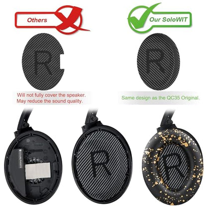 Replacement Earpads Cushions for Bose QuietComfort 35 (QC35) & Quiet Comfort 35 II (QC35 ii) Headphones, Ear Pads with Softer Leather, Noise Isolation Foam, Added Thickness (Black Gold) - color: Black Gold