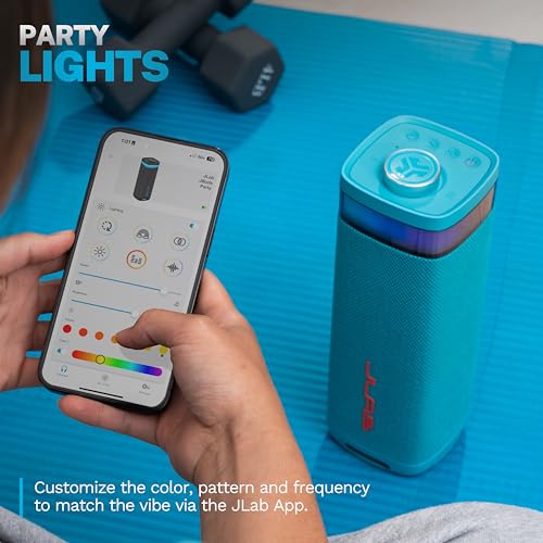 JLab, JBuds Party, Portable Bluetooth Speaker, Waterproof Outdoor Speaker, RGB Lighting, Multi-Speaker Connect, Mulberry - color: Mulberry