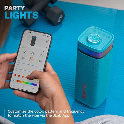 JLab, JBuds Party, Portable Bluetooth Speaker, Waterproof Outdoor Speaker, RGB Lighting, Multi-Speaker Connect, Mulberry - color: Mulberry