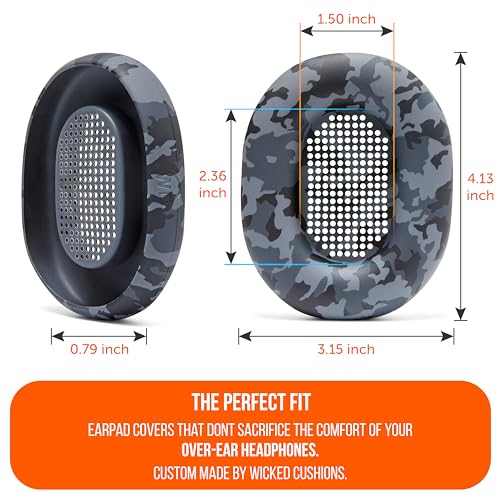 WC SweatZ XM5 - Patented Earpad Sweat Covers for Sony WH1000XM5 by Wicked Cushions | Full 360 Earpad Protection | Sweatproof & Easily Washable | Black Camo - color: Black Camo