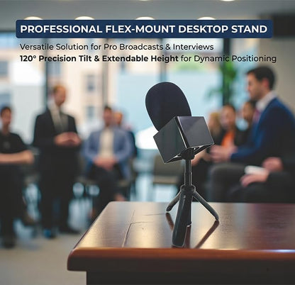 Mic Holder Stand for DJI Mic Mini2/Mini/3/2 RODE Wireless Microphone Desk Desktop Tripod & Handheld Interview Adapter, 2in1 Tabletop Telescopic Handle with Mic Flag for Vlog Podcast