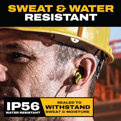 DEWALT Heavy Duty Neckband Bluetooth Earbuds - Black Special Edition Wireless Bluetooth 5.2 Headphones w/Microphone, Lightweight Comfort, IP56 Waterproof, Deep Bass, 20H Jobsite Behind-Neck Earphones - color: Black
