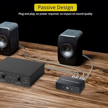 PROZOR 2(1)-in-1(2)-Out Amp Amplifier Speaker Switcher Selector | 2-Way Speaker switcher selector box with A/B Switch No External Power Easy A/B Gear Comparison, No Cable Swaps - size: Banana Plug 2-1/1-2