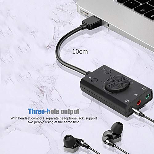 External Sound Card, USB Audio Adapter External Stereo Sound Card with 3.5mm Headphone and Microphone Jack, USB Multifunction Drive- Sound Card with Indicator