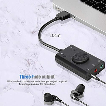 External Sound Card, USB Audio Adapter External Stereo Sound Card with 3.5mm Headphone and Microphone Jack, USB Multifunction Drive- Sound Card with Indicator