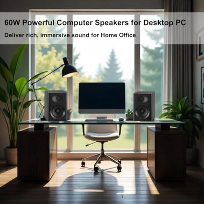 4-Inch Powered Bluetooth Bookshelf Speakers, Walnut - color: Black