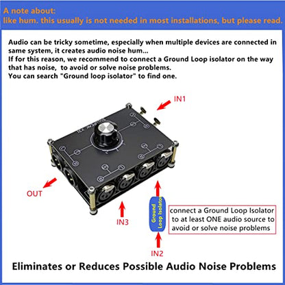 X31 XLR Balanced Cable Switch Signal Sources selector 3 in 1 Out Audio switcher Splitter Box - color: Black