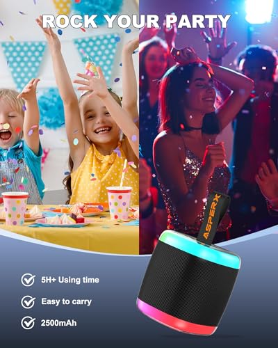 Mini Karaoke Speaker with 2 Wireless Microphones,Voice Effects,Led Lights, Portable Singing Machine for Ages 3,4,5,6,7,8,9,10,11,12+ Years Old Girl Birthday Gift, Kids Karaoke Machine (Black) - color: black