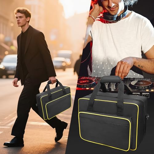 Audio Mixer Case 0.4 Inch Padded DJ Mixer Bag Travel Padded Case for Audio Mixers, DJ Controllers & Equipment Compatible with RODECaster Pro,RODECaster Pro II,TC-Helicon GoXLR (16.5''Lx12.2''Wx7.5''H) - color: Mixer Bag(Black&Yellow)