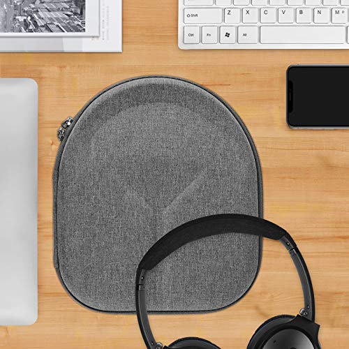 Geekria Shield Headphones Case for Lay Flat On-Ear/Over-Ear Headphones, Replacement Hard Shell Travel Carrying Bag with Cable Storage, Compatible with Bose, Skullcandy, Grado Headsets (Grey)
