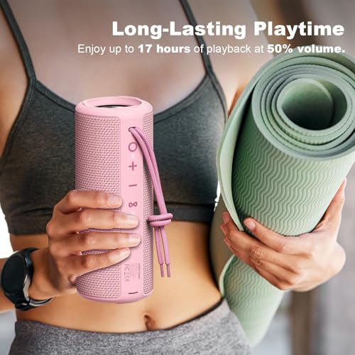 MIATONE Boombox Outdoor Portable Bluetooth Speaker Waterproof Wireless Speakers Gifts for Women Mothers Mom Wife Her - Pink - color: PINK