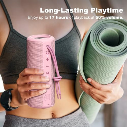 MIATONE Boombox Outdoor Portable Bluetooth Speaker Waterproof Wireless Speakers Gifts for Women Mothers Mom Wife Her - Pink - color: PINK