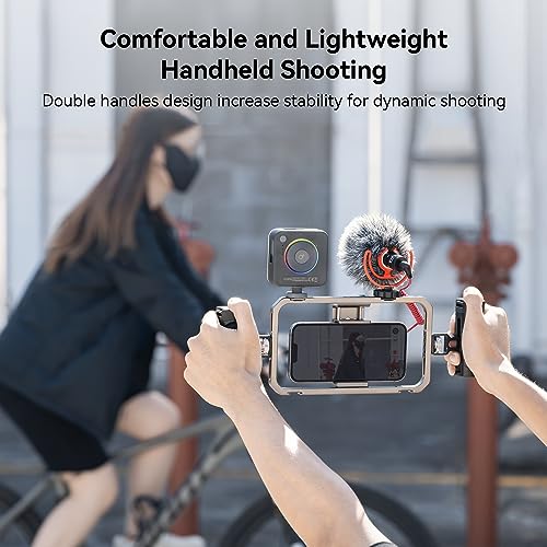 SmallRig Universal Phone Cage, Smartphone Video Rig Kit with Handles, Handheld Filmmaking Vlogging Case Stabilizer for Videomaker, for iPhone 17/16/15 for Samsung for Pixel and Other Android Phones - style: Cage w/ Dual Handles