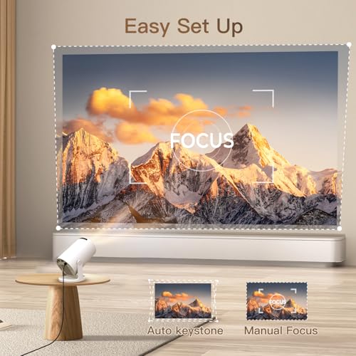 [4K Supported] Mini Projector with WiFi 6 and Bluetooth 5.4, Built in Apps - color: Ivory