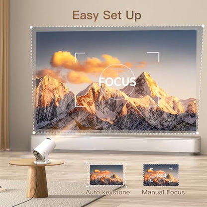 [4K Supported] Mini Projector with WiFi 6 and Bluetooth 5.4, Built in Apps - color: Ivory