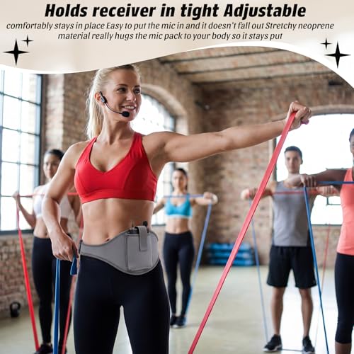 1 Pack Mic Belt Waist Strap Breathable and Stretchy Microphone Belt Holder Waistband Bag Case Carrier Pouch for Fitness Instructors, Theater, Speakers(Gray) - color: Gray