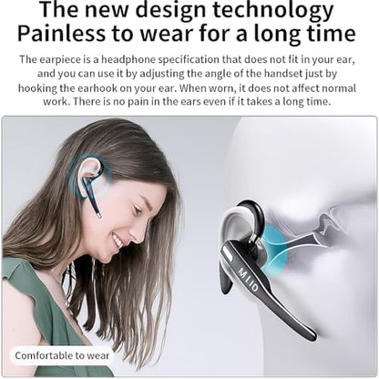 Bluetooth 5.3 Single‑Ear Headset with ENC Microphone & IPX7 Waterproof – 50 Hour Battery (8 h + Charging Case), Hands‑Free Wireless Earpiece for Driving, Office & PC