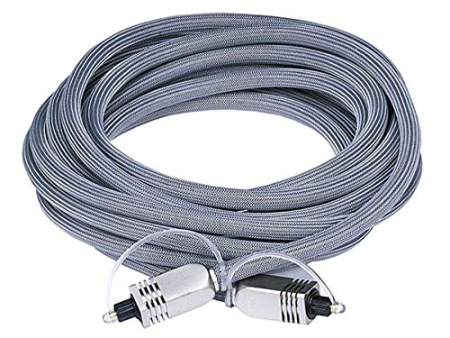 Monoprice 106271 Premium S/PDIF (Toslink) Digital Optical Audio Cable - Silver - 15ft | Heavy Duty Mesh Jacket, Metal Connector Heads, For Play Station, Xbox one, Home theater & More Gray - size: 15ft