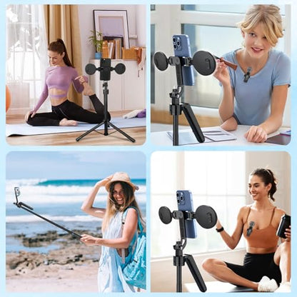 Content Creator Vlogging Kit for iPhone/Android,70-inch Auto Face Tracking Tripod for iPhone with Light and Wireless Microphones,TikTok/YouTube Starter Kit - color: Black-LM