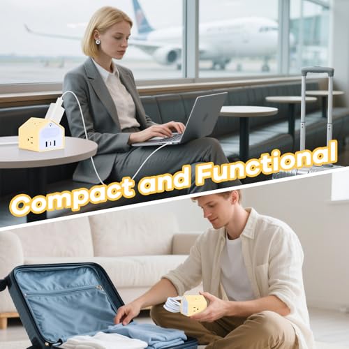 Power Strip with Night Light, 20W USB C Desk Charging Station, Yolk-Yellow | 4 Outlets 3 USB Ports, Overload Protection, Desk Nightstand Couch Makeup, Electronic Accessories - color: Yolk-Yellow