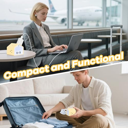 Power Strip with Night Light, 20W USB C Desk Charging Station, Yolk-Yellow | 4 Outlets 3 USB Ports, Overload Protection, Desk Nightstand Couch Makeup, Electronic Accessories - color: Yolk-Yellow