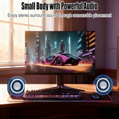 Basics Stereo 2.0 Speakers for PC or Laptop with Volume Control,USB-Powered, 1 Pair, Black - color: Black