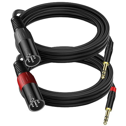 LanSenSu XLR to 1/4 TRS Stereo Adapter Cable, 2 Pack - 6.6ft, Compatible with Mixer, Microphone, XLR, Power Amplifier, Monitor - size: 6.35mm to XLR Male-6.6ft