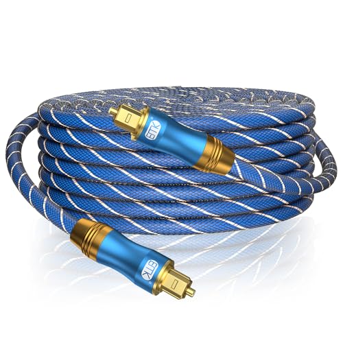 EMK Digital Optical Audio Cable 26Feet/8M Fiber Optical Toslink Cable SPDIF Audio Cable Male to Male Cord for Home Theater, Sound Bar, TV, PS4, Xbox, PlayStation & More - size: 26Feet/8M