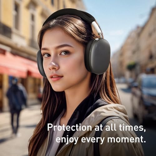 MOLOPPO 3 in 1 Case Cover Compatible with AirPods Max 2/1 2024/2020, Black | Anti-scratch Clear Soft TPU Ear Cups /Silicone Ear Pad Case /Headband Cover for AirPods Max, Transparent Accessories for Max - color: A3-Transparent Black