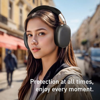 MOLOPPO 3 in 1 Case Cover Compatible with AirPods Max 2/1 2024/2020, Black | Anti-scratch Clear Soft TPU Ear Cups /Silicone Ear Pad Case /Headband Cover for AirPods Max, Transparent Accessories for Max - color: A3-Transparent Black
