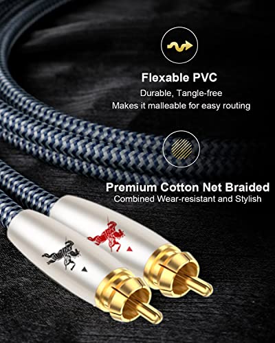 Premium 2RCA Audio Cable, Dual Male to Male, 3m(9.8ft), 24K Gold-Plated, OFC, for Turntable/Amp/Speaker/Audio - color: 2RCA Cable, size: 9.8FT/3m